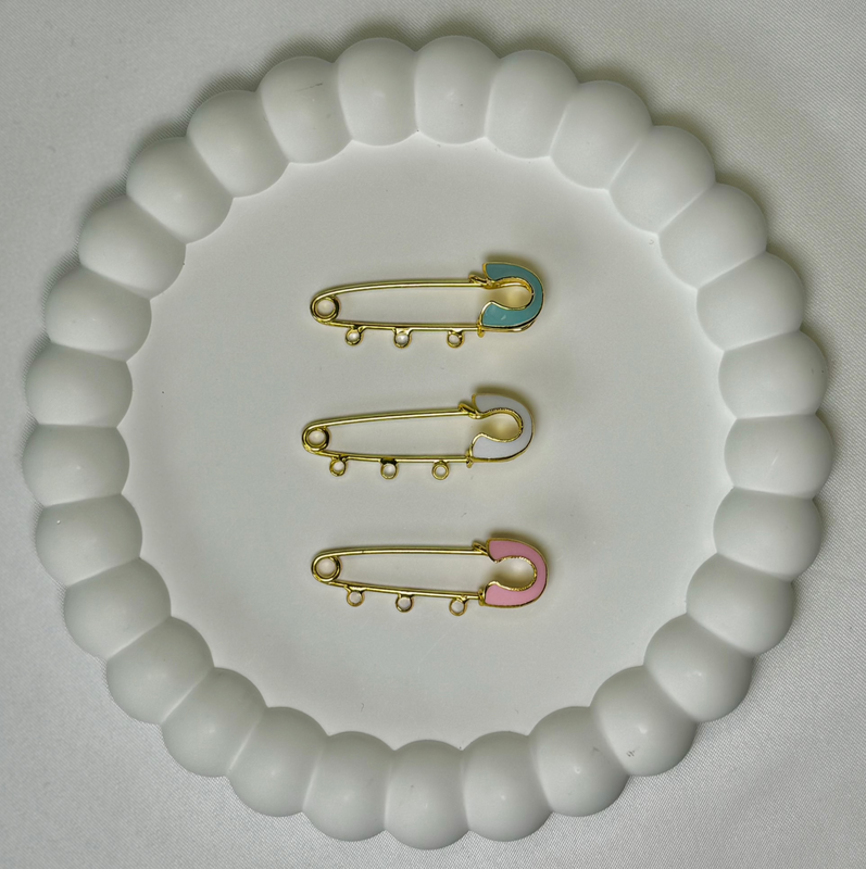 Pink, Blue, White Gold Plated Pin